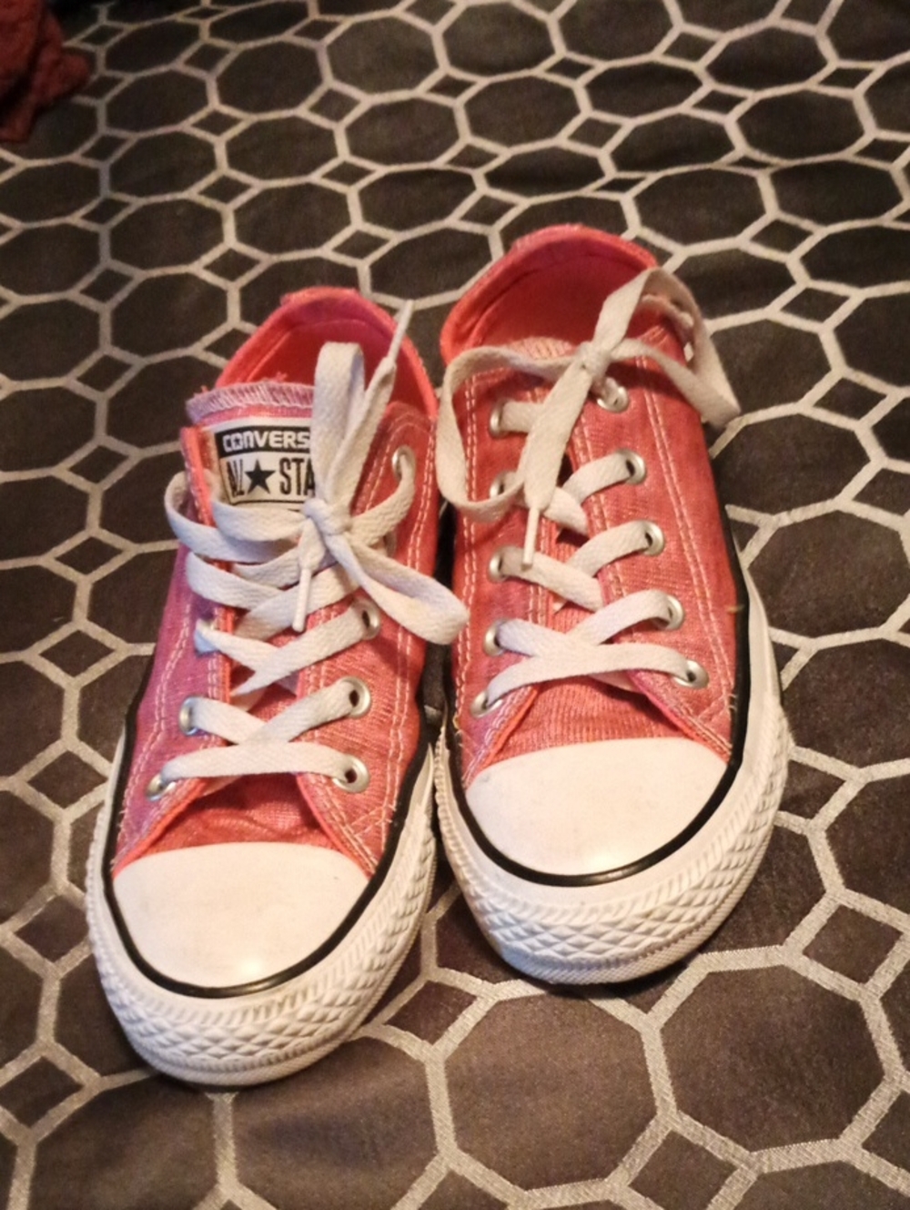 Converse Kids Low Top Sneakers - Coral Pink with White Accents